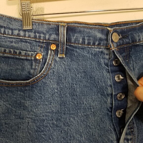 Levi's Premium Ribcage Shorts Button Fly Blue Size 33 - Picture 2 of 7